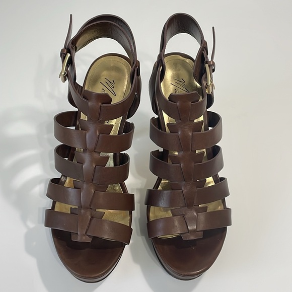 Marc Fisher Suki Size 8M brown leather gladiator platform strappy heels. EUC - Picture 3 of 12
